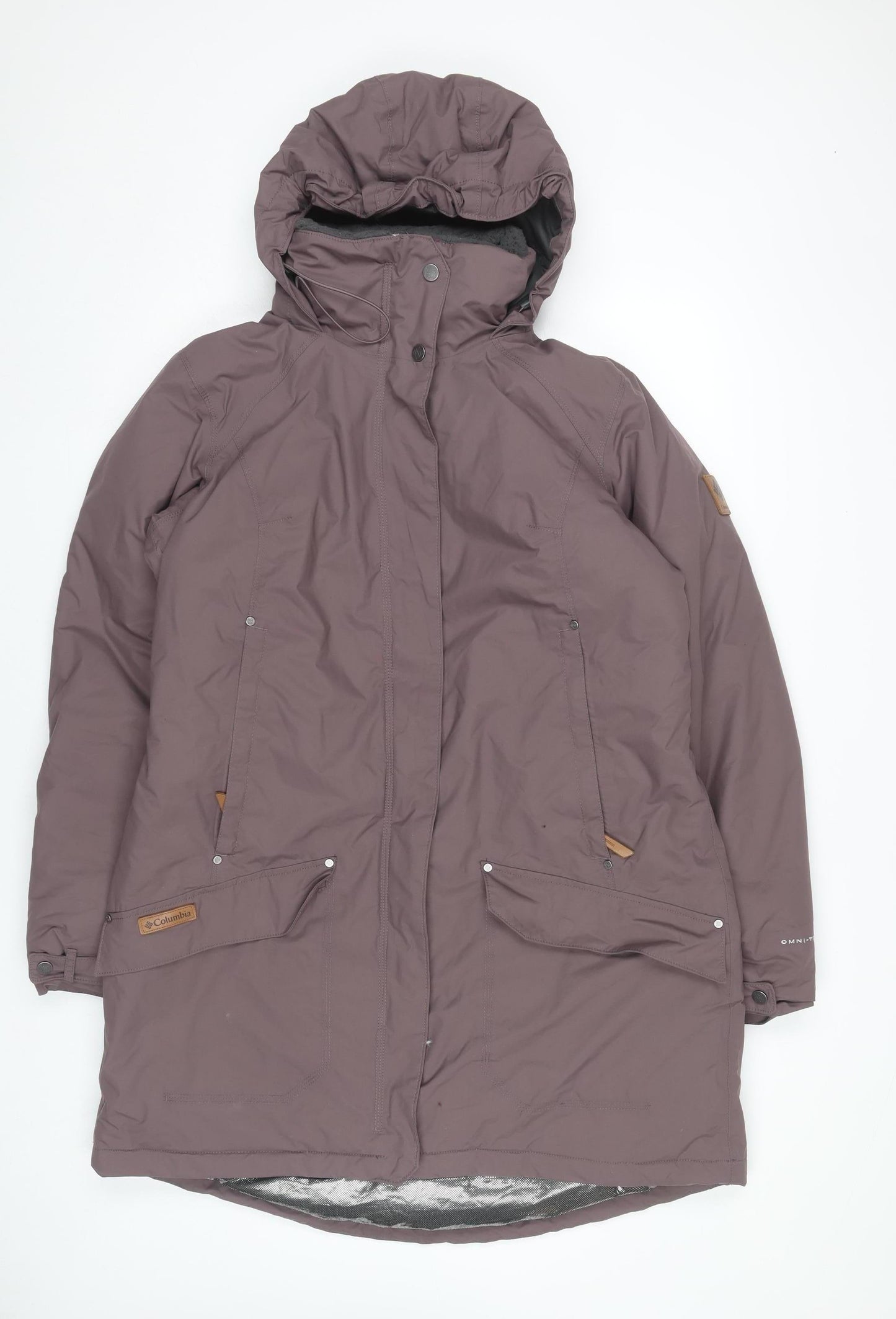 Columbia Womens Brown Parka Coat Size L Hooded Waterproof Down Jacket