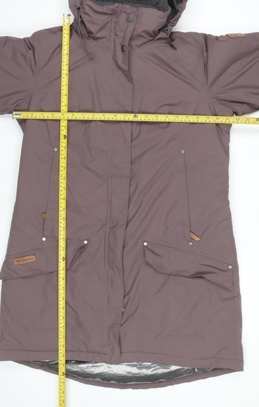 Columbia Womens Brown Parka Coat Size L Hooded Waterproof Down Jacket