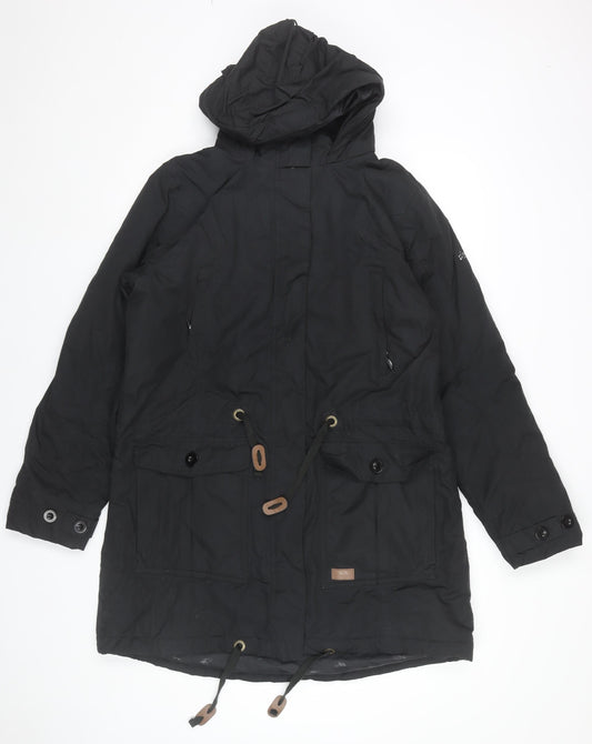 Trespass Womens Black L Parka Coat Hooded Long Jacket