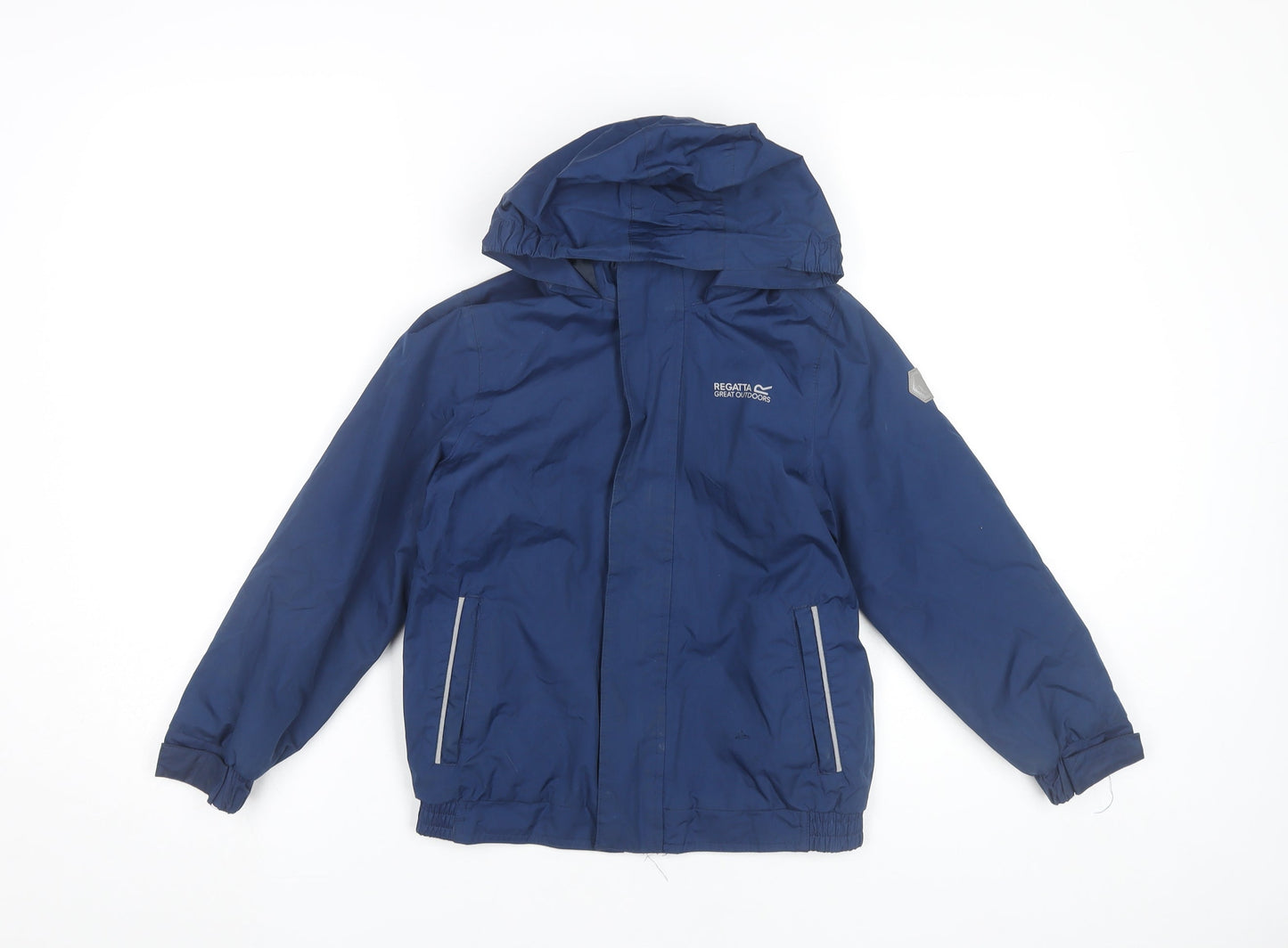 Regatta Boys Blue Waterproof Hooded Rain Coat Jacket 7-8 Years