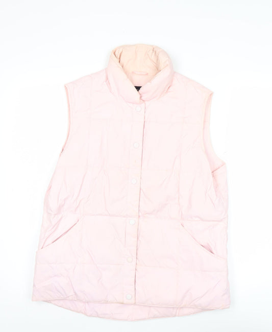 Lands' End Women's Pink Puffer Waistcoat M 10-12 Quilted Down