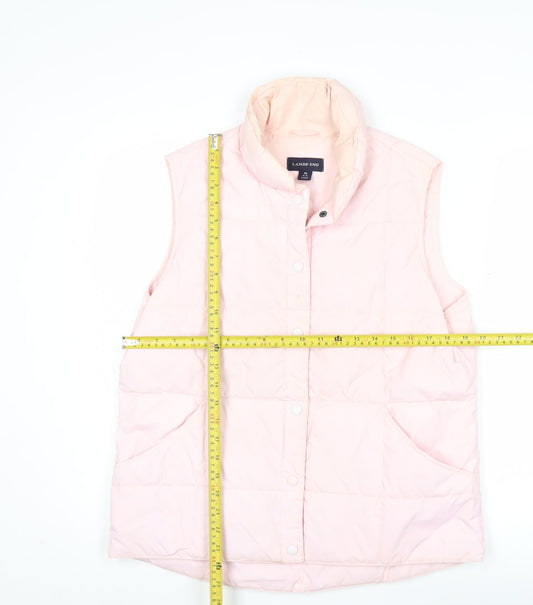 Lands' End Women's Pink Puffer Waistcoat M 10-12 Quilted Down