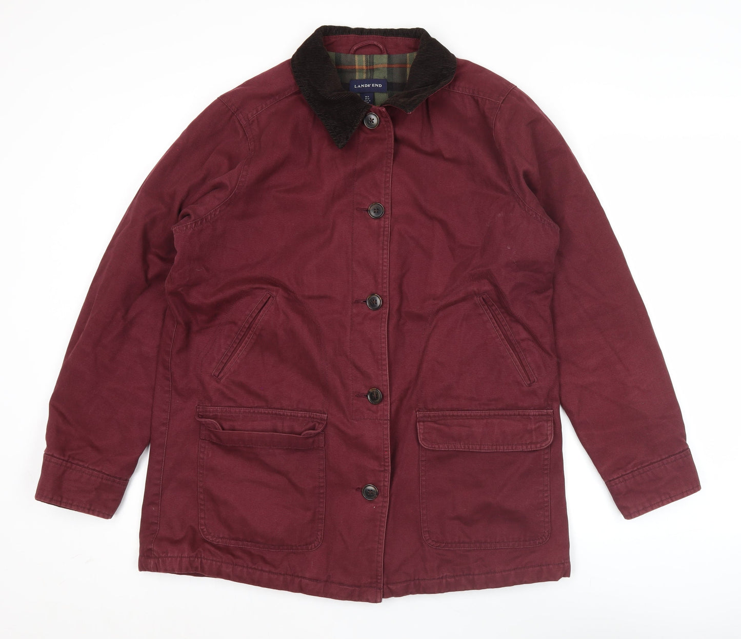 Lands' End Womens Red Cotton Mid-Length Coat Size 10