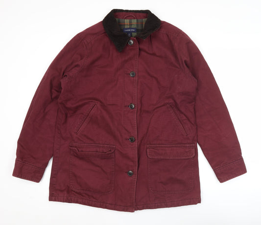 Lands' End Womens Red Cotton Mid-Length Coat Size 10