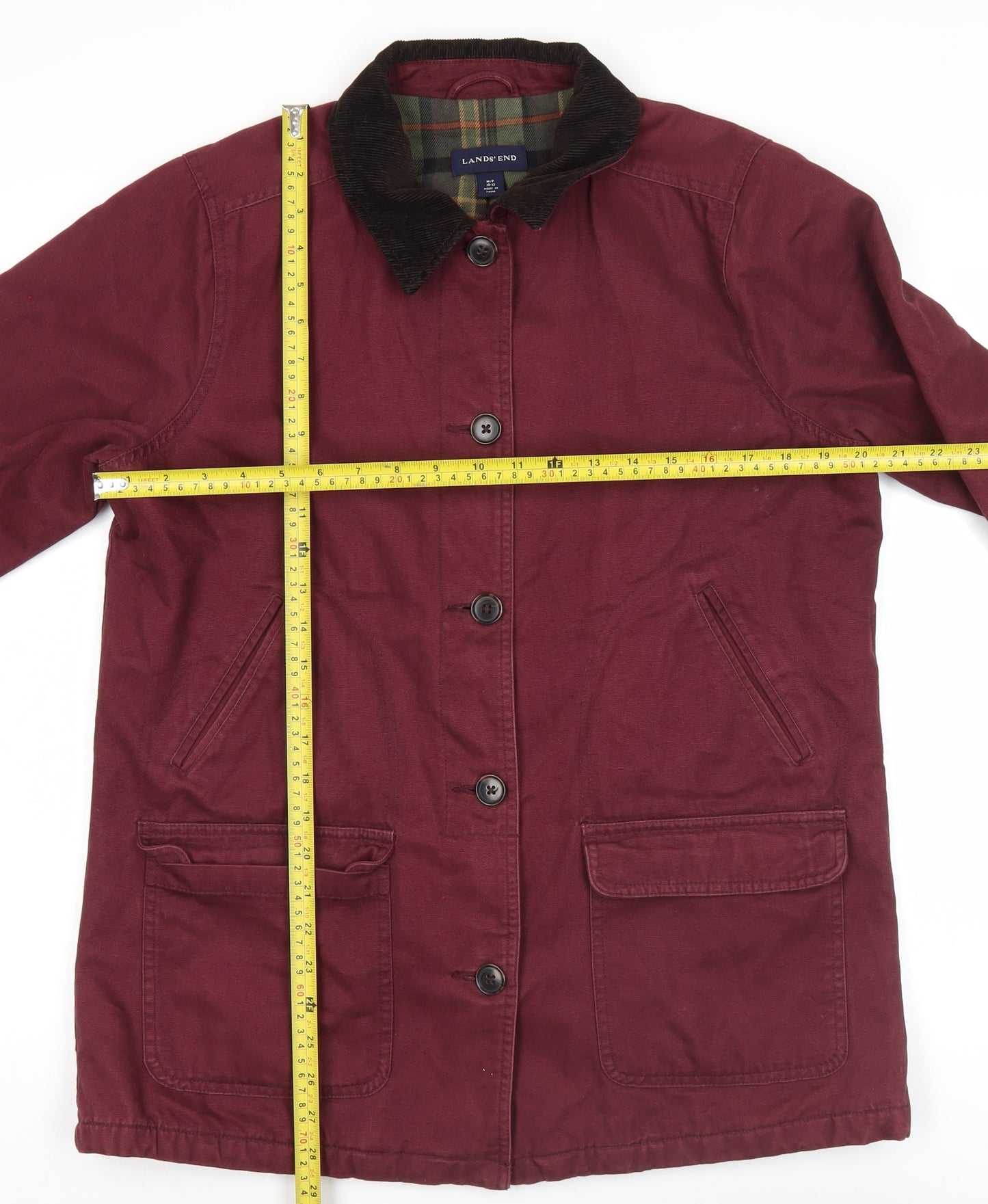 Lands' End Womens Red Cotton Mid-Length Coat Size 10