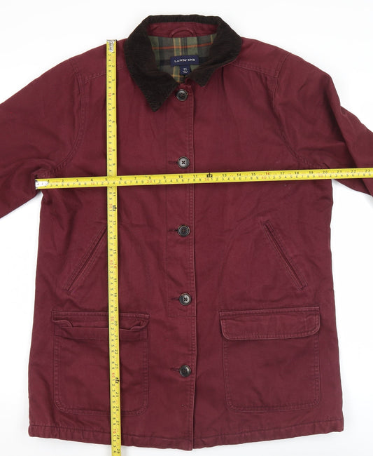 Lands' End Womens Red Cotton Mid-Length Coat Size 10