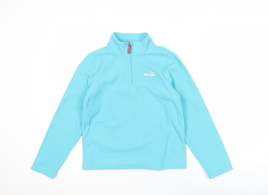 Peter Storm Girls Blue Fleece Sweatshirt 9-10 Years 1/4 Zip Pullover