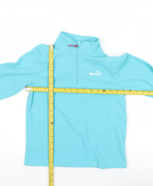 Peter Storm Girls Blue Fleece Sweatshirt 9-10 Years 1/4 Zip Pullover