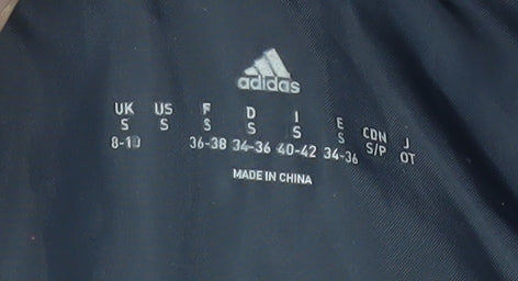 Adidas Womens Black Long Puffer Coat Belted Hooded Size 8-10