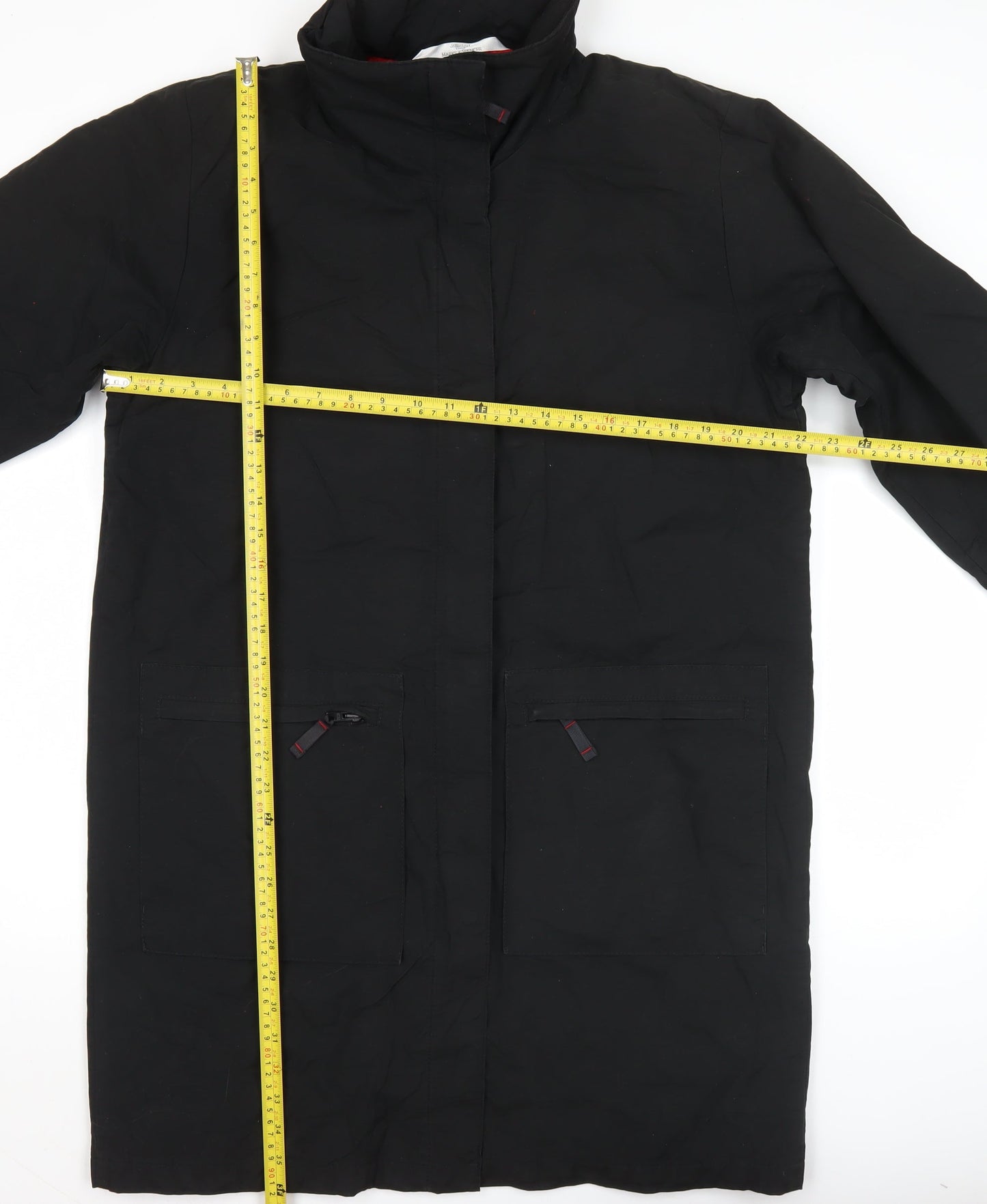 Marks and Spencer Women’s Black Cotton Blend Long Overcoat Size 12