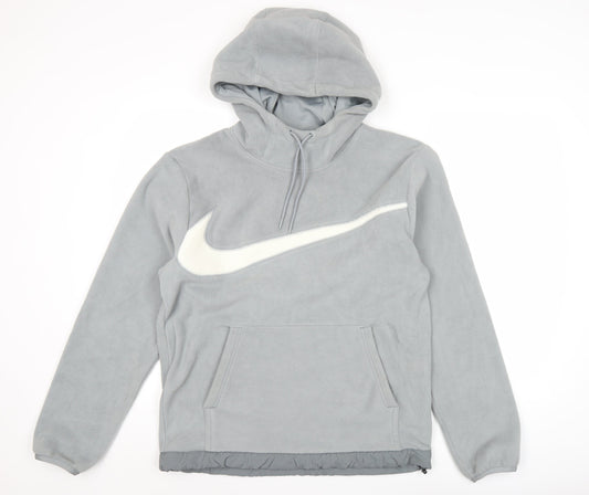 Nike Mens Grey Pullover Hoodie Small Regular Fit Fleece Logo