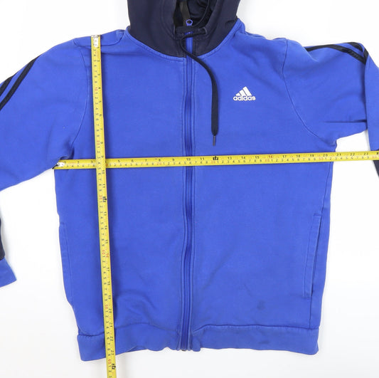 Adidas Mens Blue Full Zip Hoodie Size L Sportswear Cotton Blend
