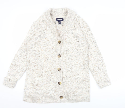 Lands' End Women's Beige Cotton Cable Knit Cardigan XS Petite
