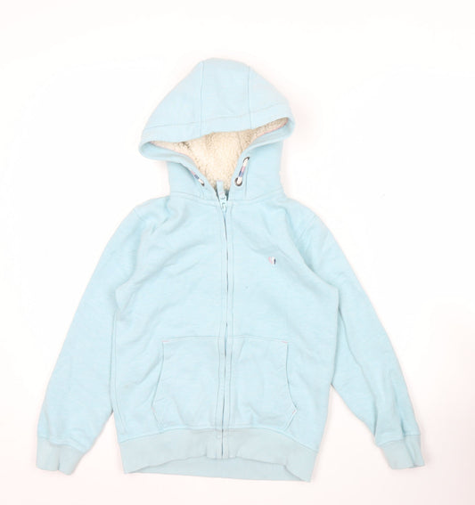 FatFace Girls Blue Full Zip Hoodie Age 8 Years Polar Graphic Winter Hooded