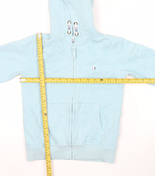 FatFace Girls Blue Full Zip Hoodie Age 8 Years Polar Graphic Winter Hooded