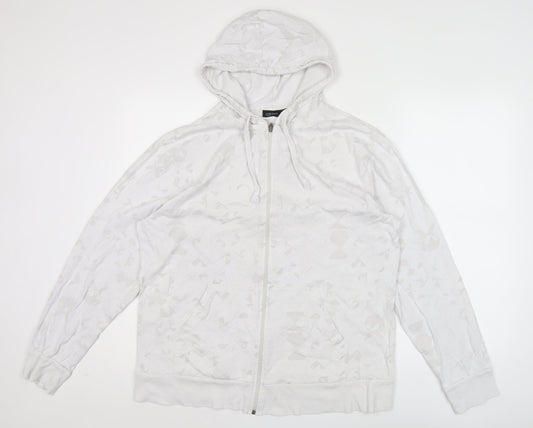 Cedarwood State Men’s White XL Hoodie Full Zip Geometric Pattern