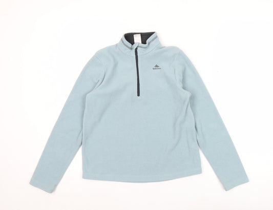 Quechua Boys Blue Fleece Sweatshirt 10-11 Years Half Zip Hiking Top