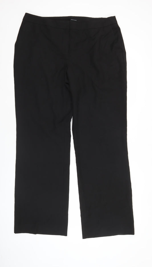 Jaeger Women’s Black Size 16 Straight Leg Trousers Business Workwear