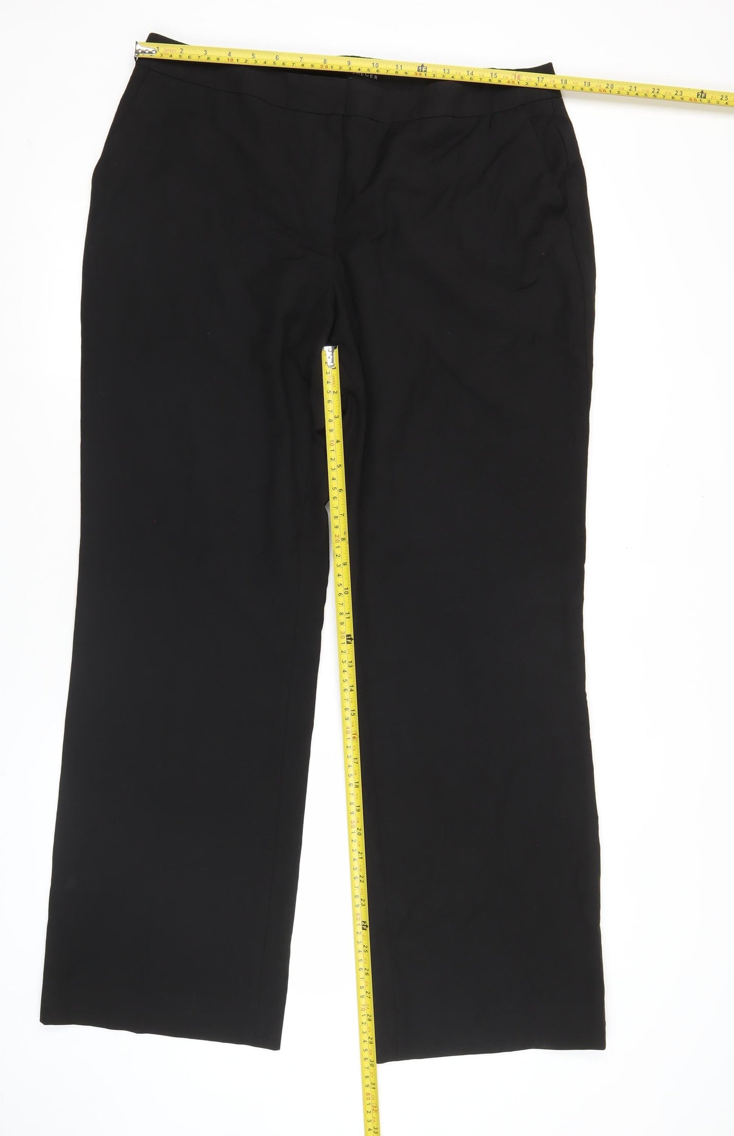 Jaeger Women’s Black Size 16 Straight Leg Trousers Business Workwear
