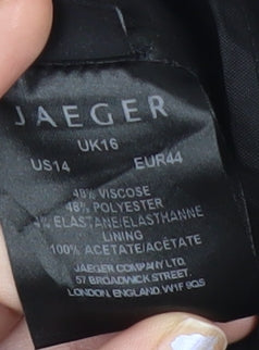 Jaeger Women’s Black Size 16 Straight Leg Trousers Business Workwear