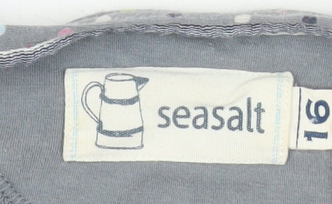 Seasalt Womens Grey Polka Dot 3/4 Sleeve Cotton Top Size 16