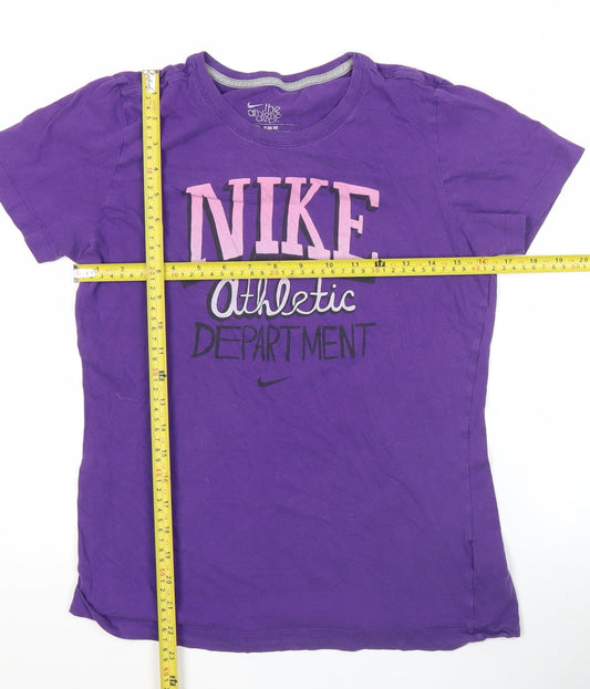 Nike Womens Purple Slim Fit T-Shirt Size L Athletic Dept Sports Tee