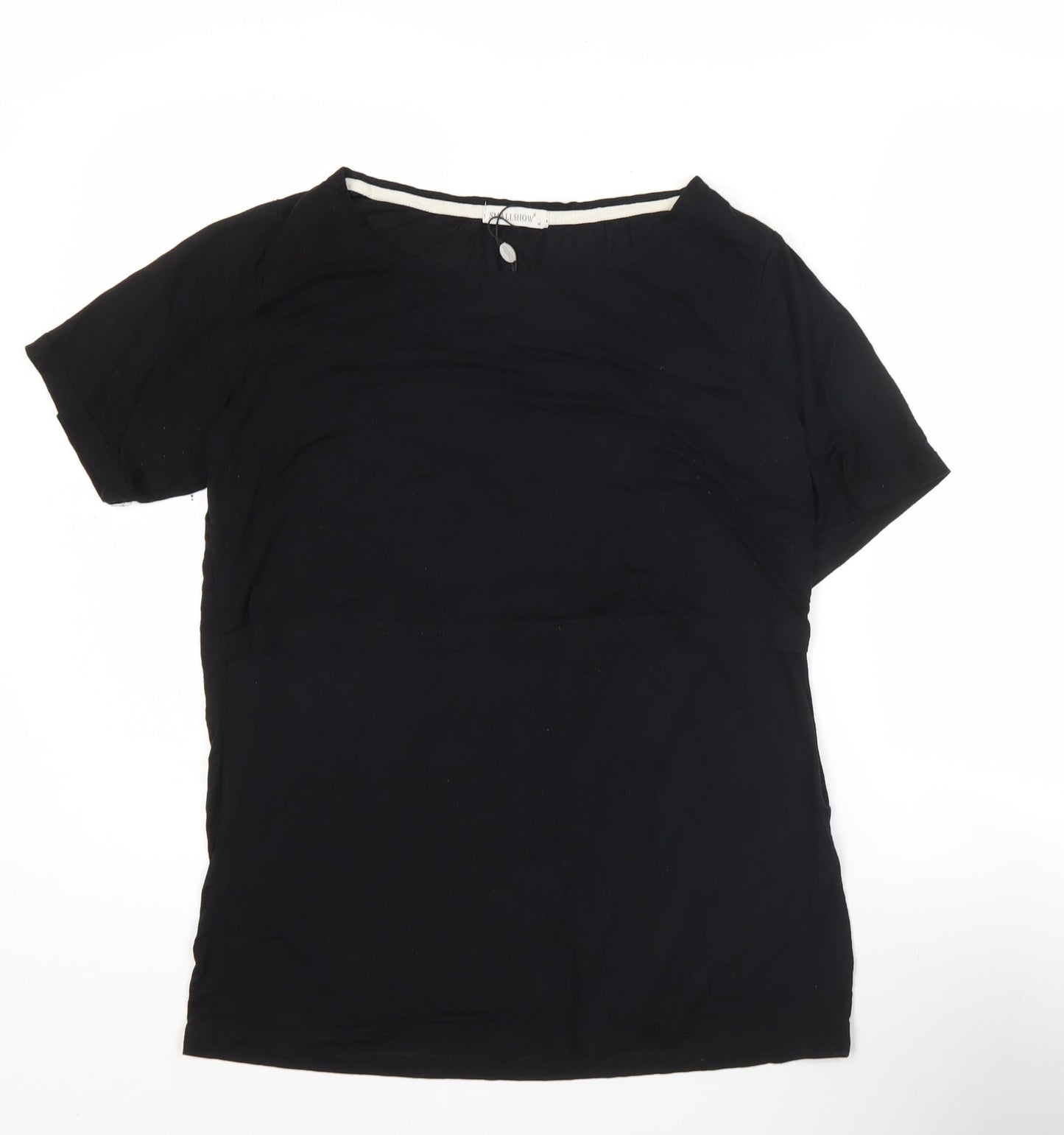 SMALLSHOW Womens Black M T-Shirt Scoop Neck Stretch Top