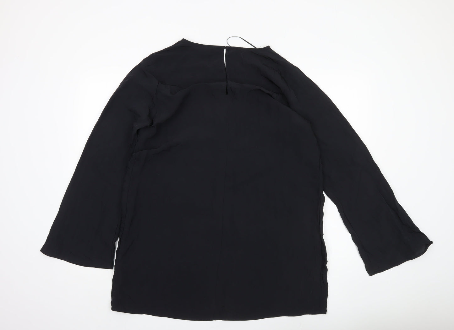 H&M Women’s Black Tunic Blouse L Long Sleeve Round Neck
