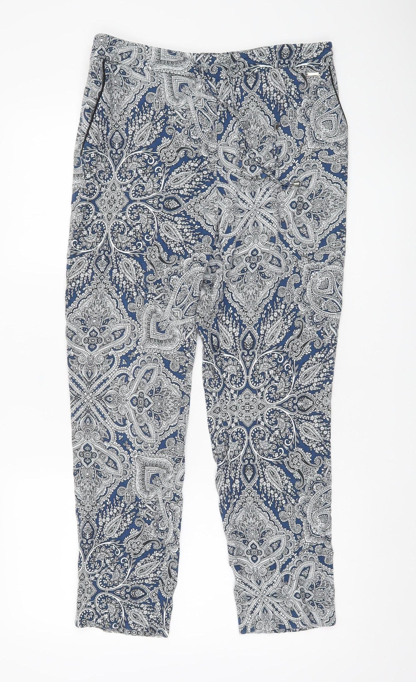 Marks and Spencer Womens Blue Paisley Viscose Trousers Size 12