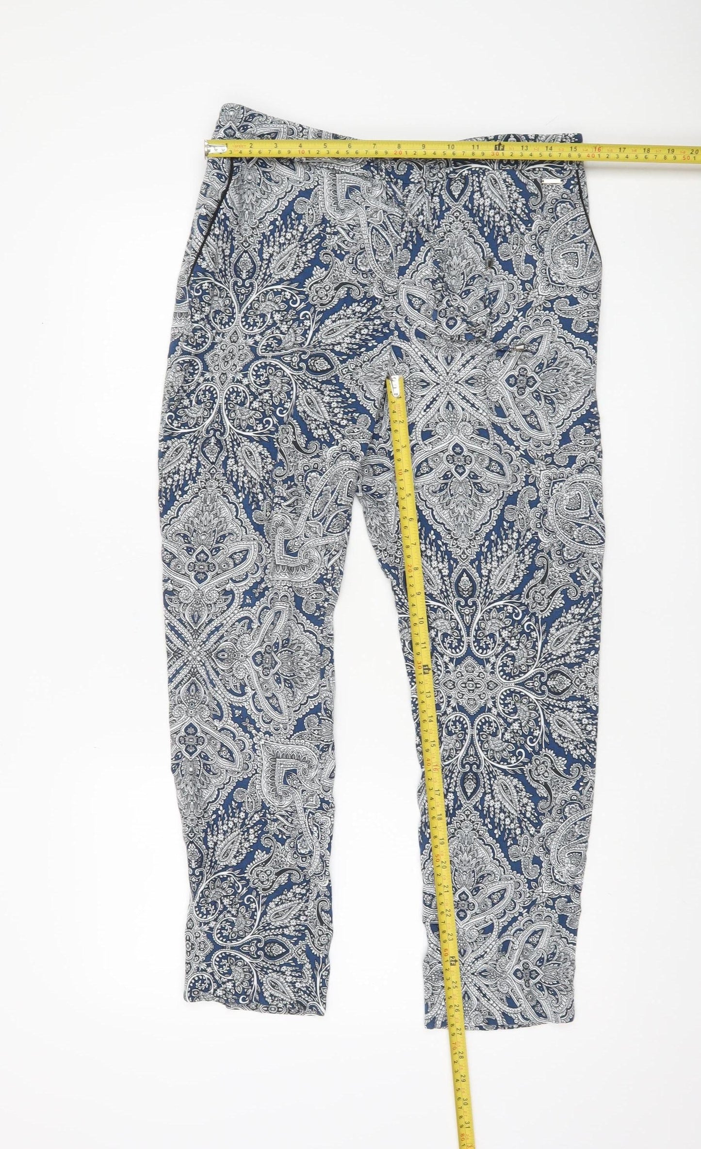 Marks and Spencer Womens Blue Paisley Viscose Trousers Size 12