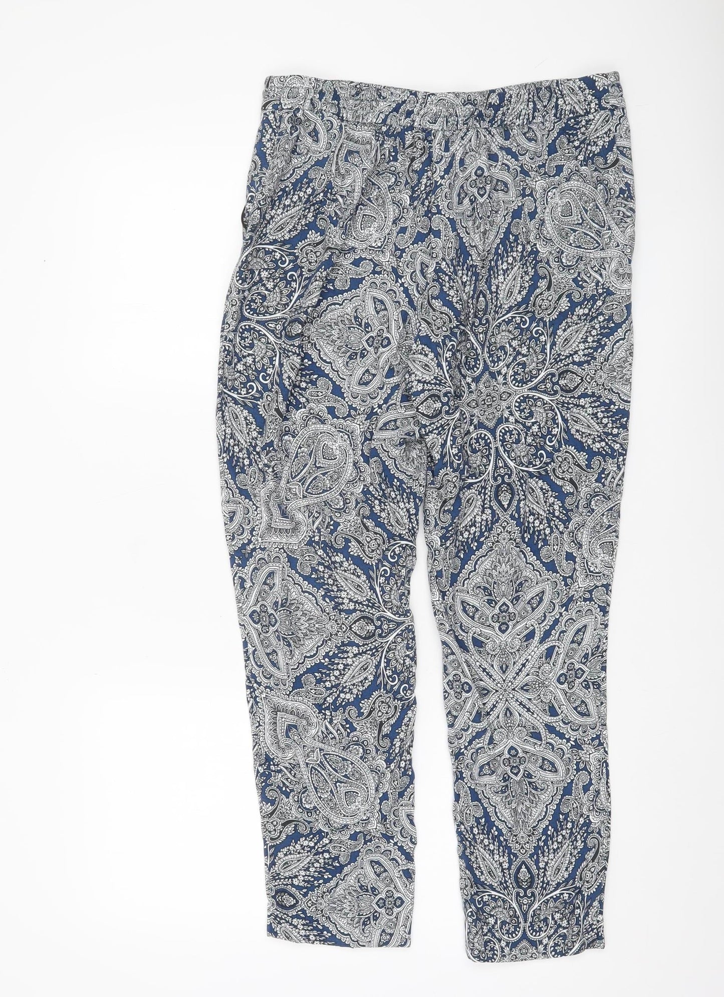 Marks and Spencer Womens Blue Paisley Viscose Trousers Size 12