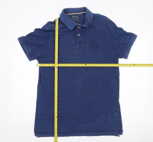 FatFace Men’s Blue Polo Shirt Size L Indigo Cotton Casual