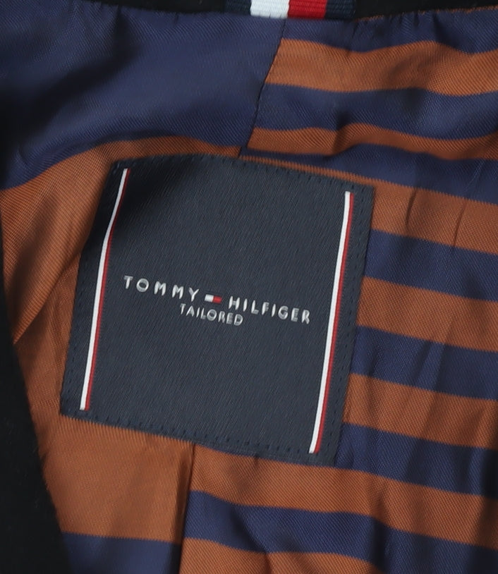 Tommy Hilfiger Men's Black Wool Overcoat Size 48 Classic Formal