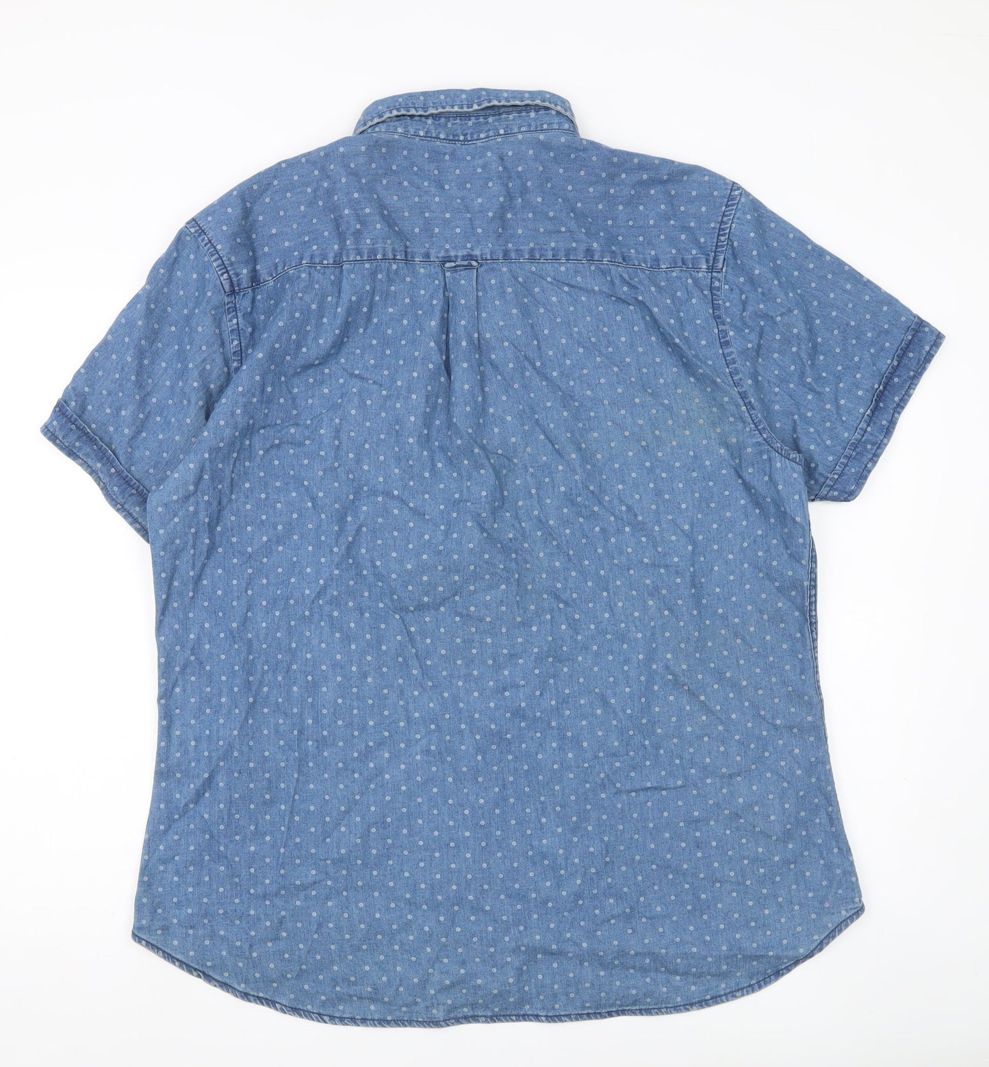 Lee Cooper Men’s Blue 3XL Slim Fit Short Sleeve Cotton Button-Up Shirt