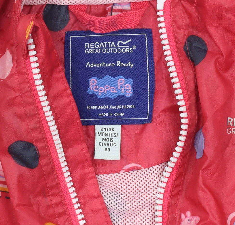 Regatta Girls Red Peppa Pig Rain Coat Jacket 24 Months Waterproof Hooded
