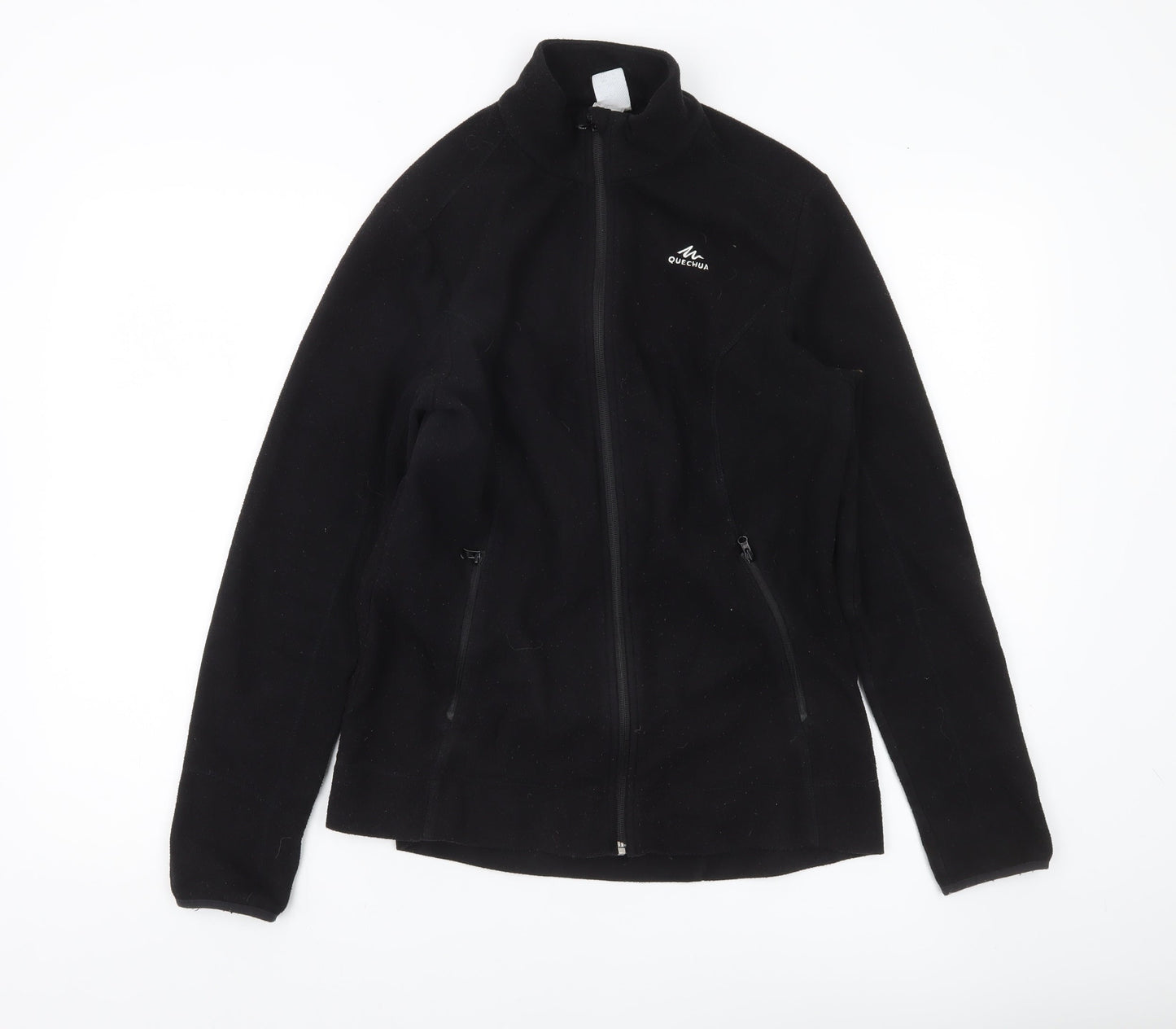 Quechua Women Black Fleece Jacket Size L Full Zip Outdoor