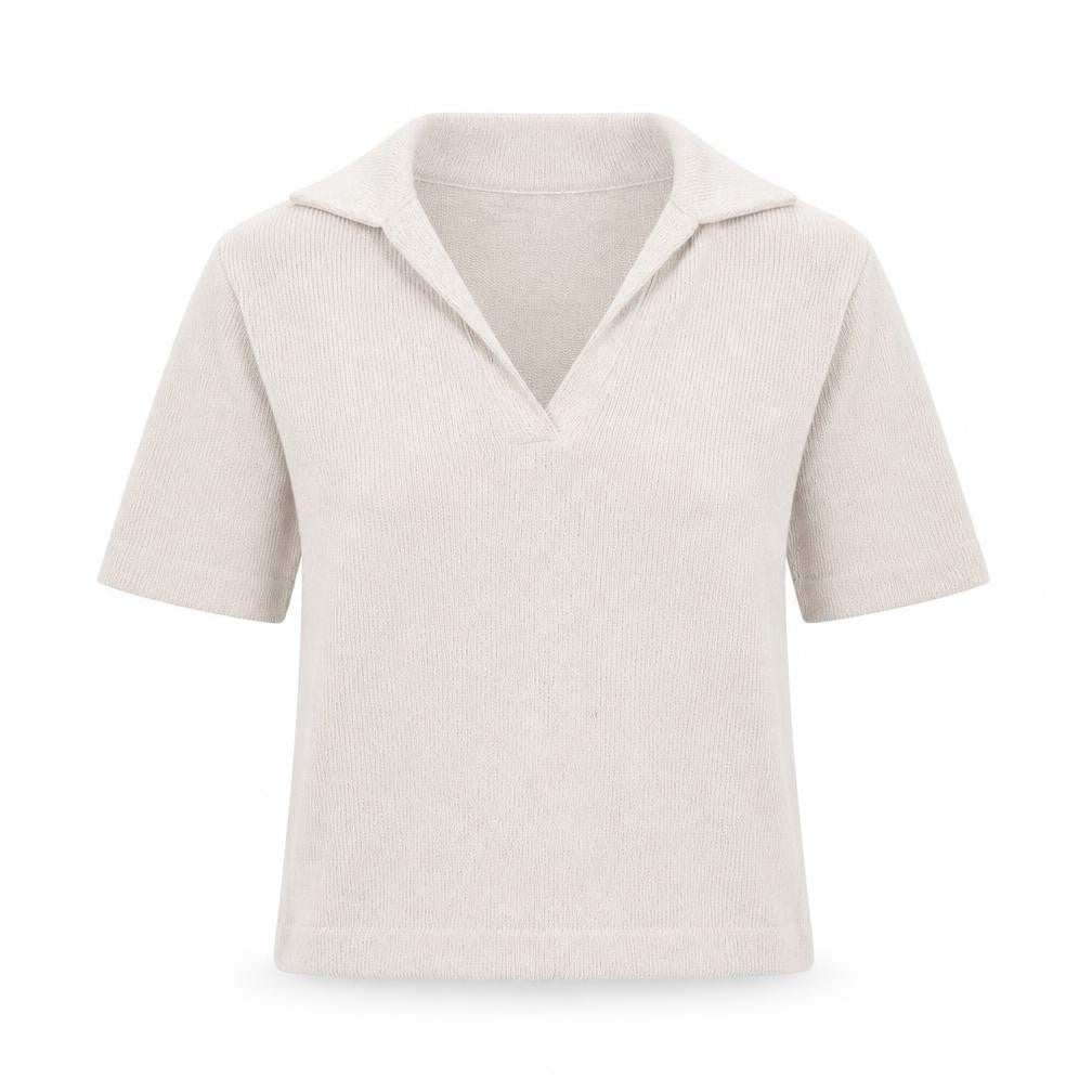 H&M Women Beige XS Short Sleeve Knit Polo Top