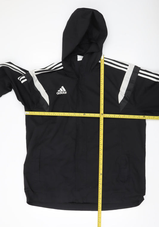 Adidas Men’s Black XL Hooded Sports Jacket Full Zip Polyester