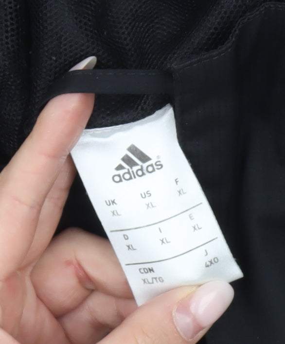 Adidas Men’s Black XL Hooded Sports Jacket Full Zip Polyester