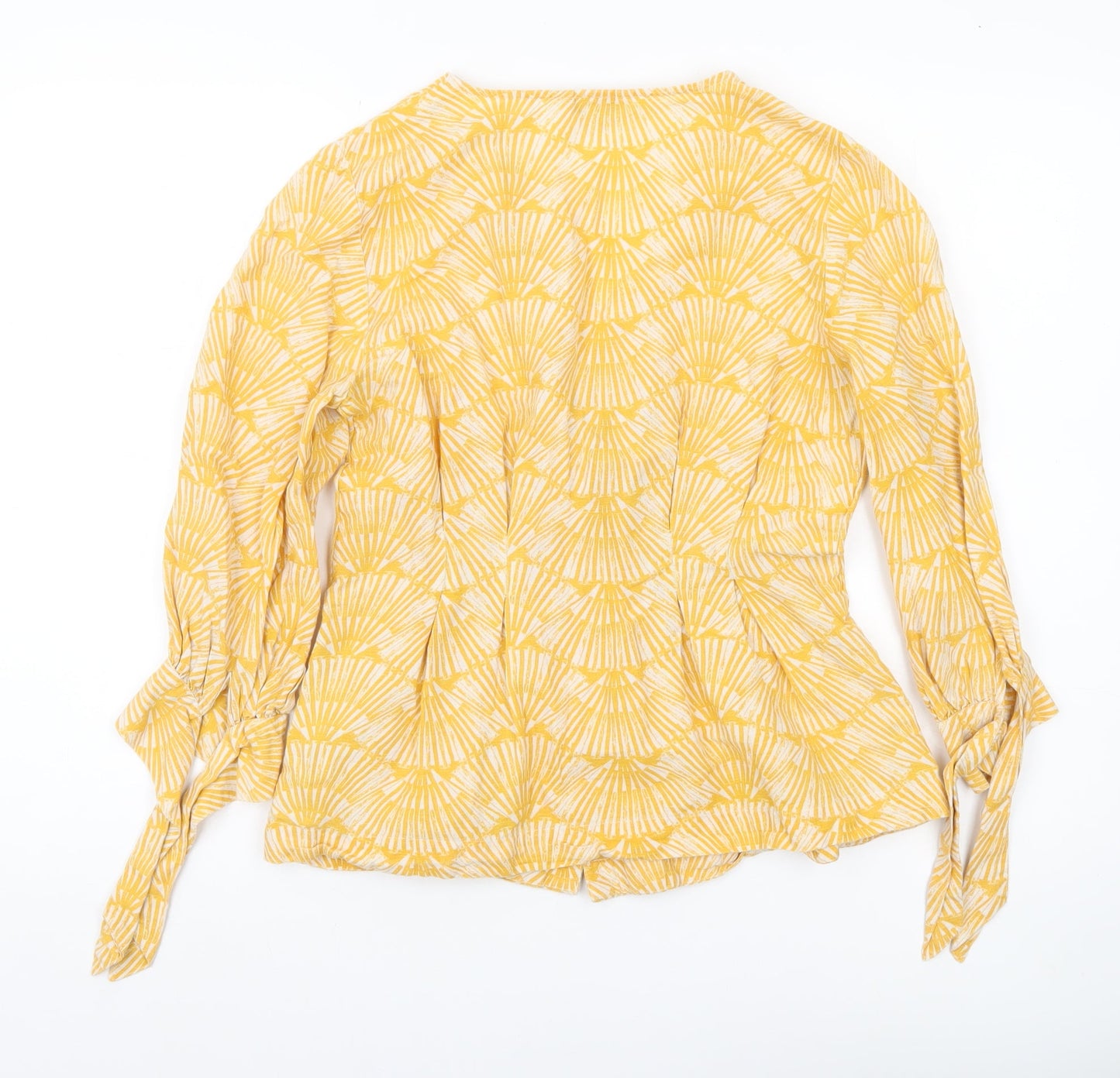 Monsoon Women’s Yellow Linen Blend Blouse Size 8 V-Neck 3/4 Sleeve