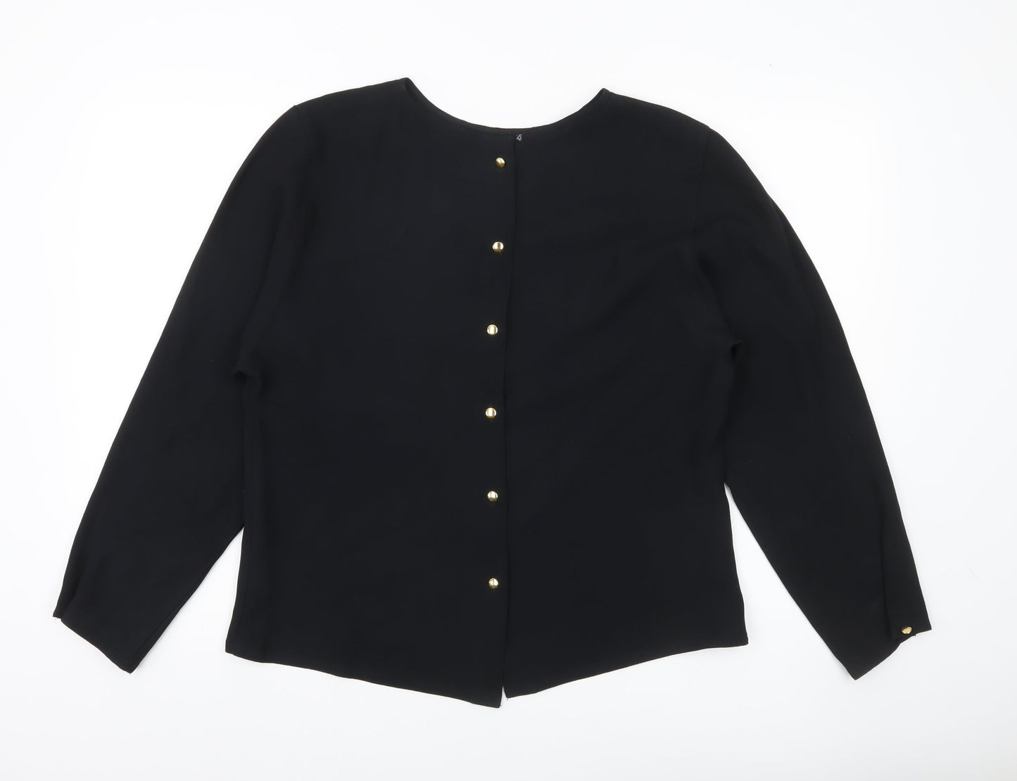 Windsmoor Womens Black Blouse Size 12 Long Sleeve Embroidered
