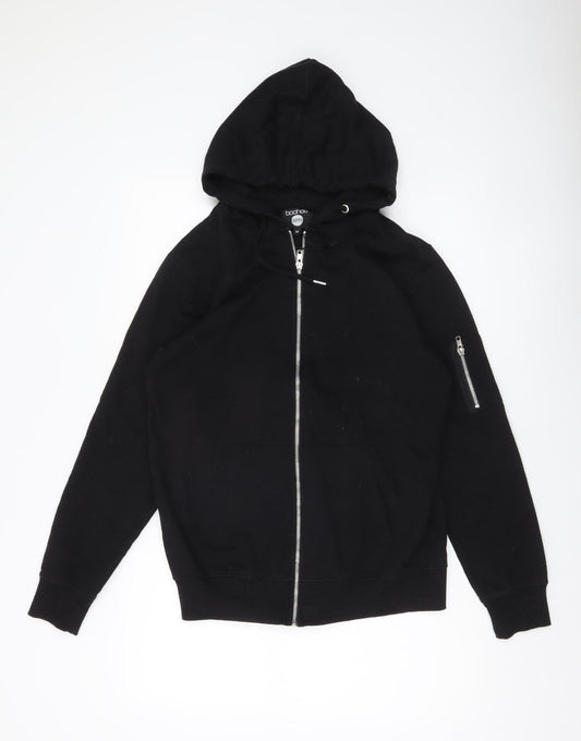 boohooMAN Men’s Black Full Zip Hoodie Size M Regular Fit Long Sleeve