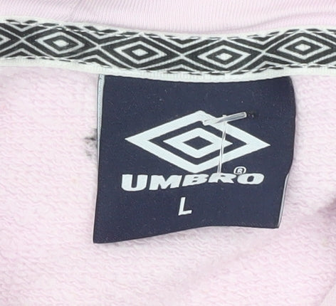 Umbro Womens Pink Pullover Hoodie L Logo Sportswear Cotton