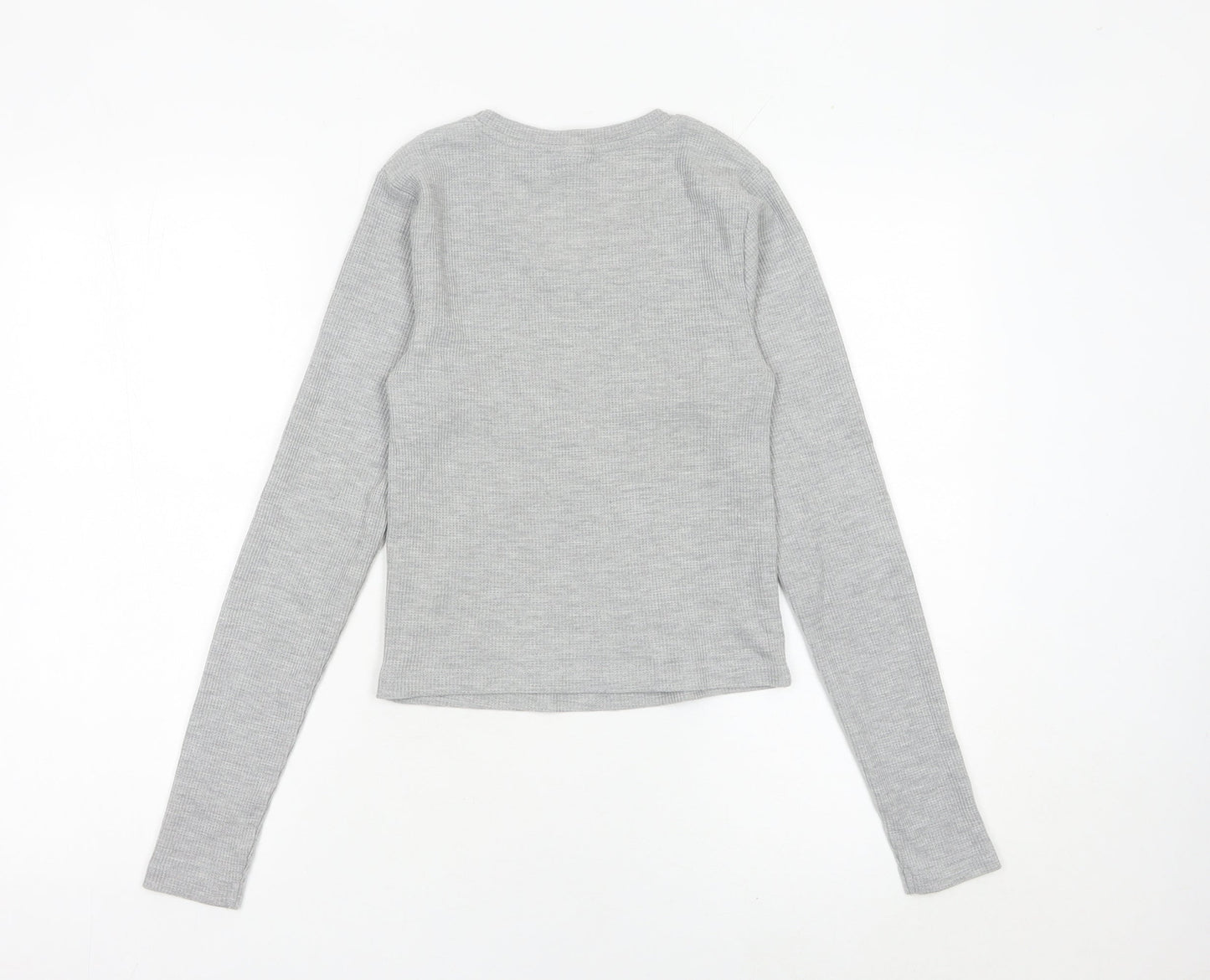 ASOS Design Women’s Grey Slim Fit Long Sleeve V-Neck Top Size S UK 8-10