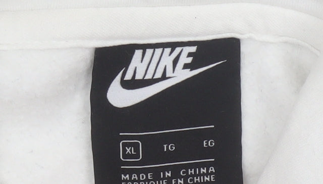 Nike Men’s White XL Pullover Hoodie Embroidered Logo Sportswear