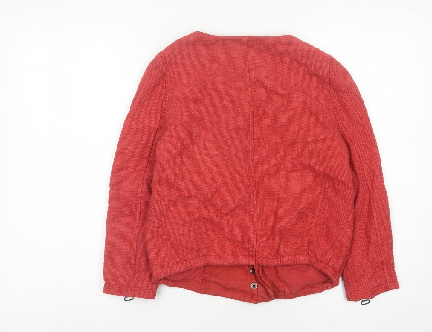 Zara Basic Women’s Red Cotton Linen Jacket Size S Casual Zip