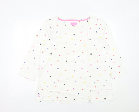 Joules Women White Cotton Star Print 3/4 Sleeve T-Shirt UK 18