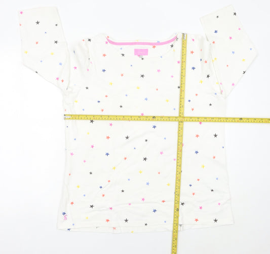Joules Women White Cotton Star Print 3/4 Sleeve T-Shirt UK 18