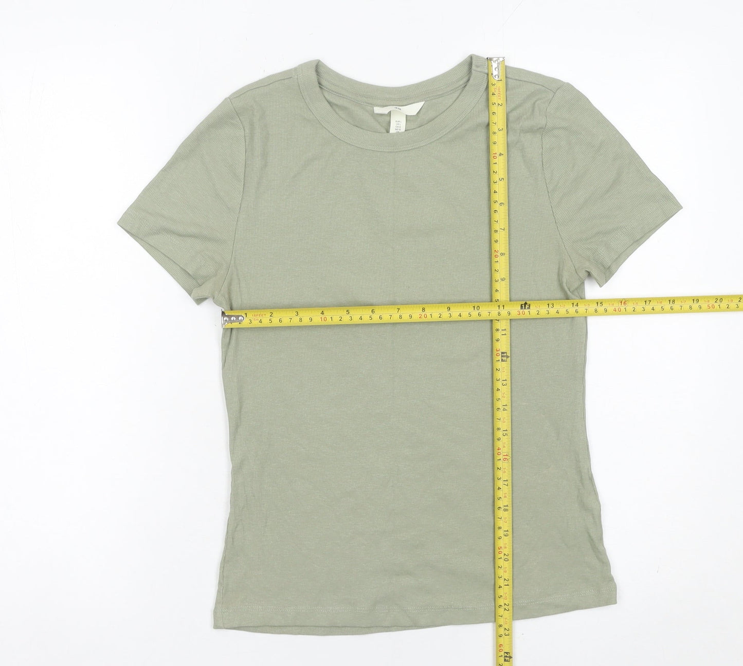 H&M Women’s Green Short Sleeve Basic Crew Neck T-Shirt Size L