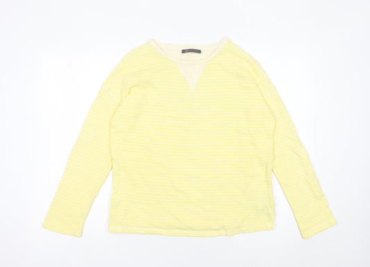 Marks and Spencer Women Yellow Striped Pullover Sweatshirt UK 8